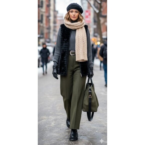 A/X Armani Exchange  Black Faux Fur Full Zip Front Sleeveless Vest Women's S/P - Picture 5 of 14